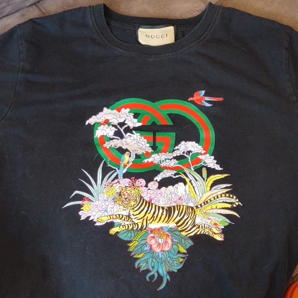 Gucci Black Tee with Vibrant Graphic
